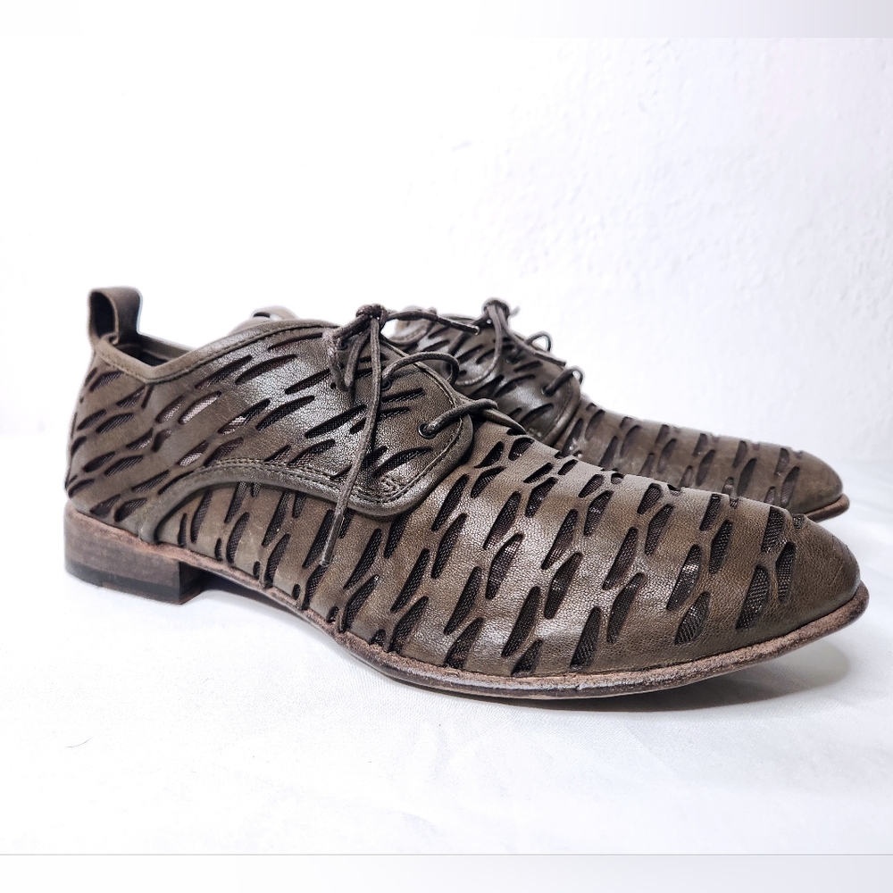 MALLONI Lace Up Cut Out Sheer Shoes made in Italy sz 40 US 9.5 -10 GORGEOUS! NEW